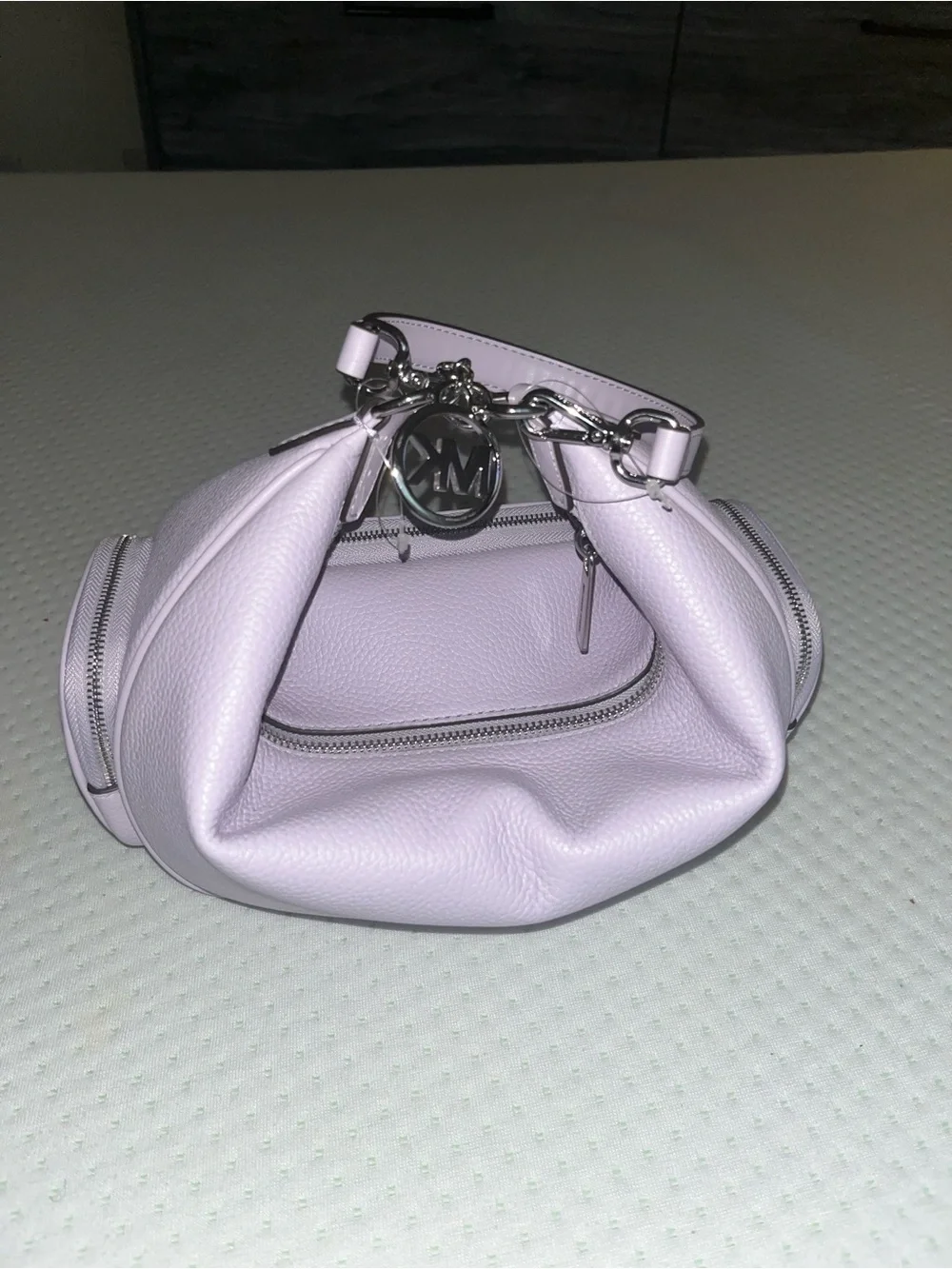 Michael Kors Lilac Pebbled Crossbody Bag with Silver Hardware - Picture 6 of 11